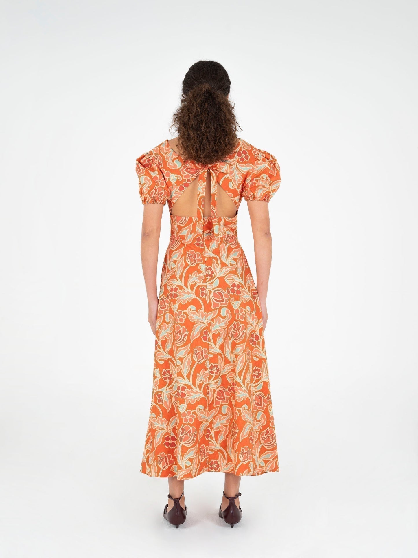 Eros Orange Floral Print Dress vestidos