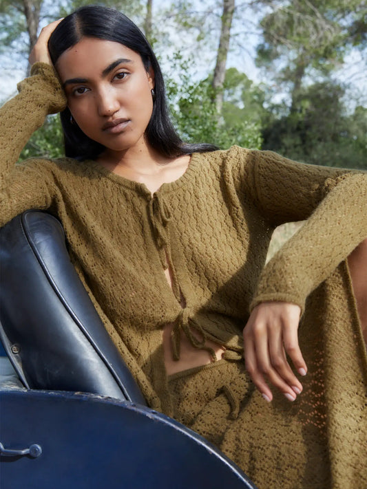 Exile Green Knit Midi Skirt