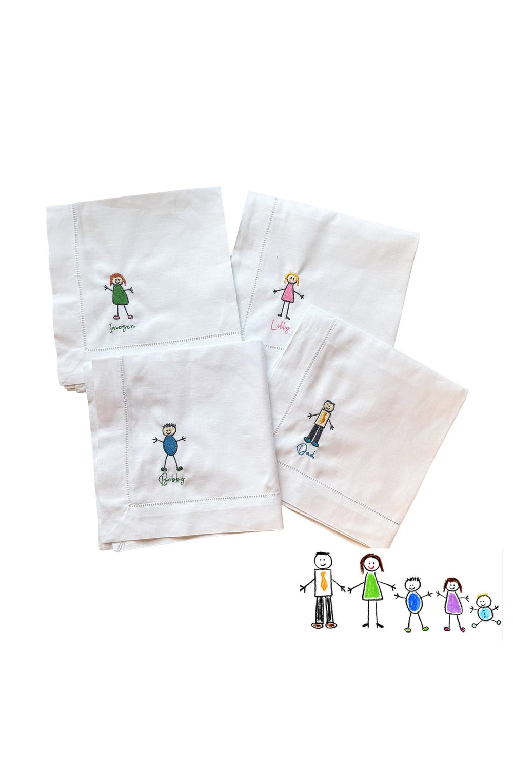 Custom Embroidered Kids Drawing Napkins