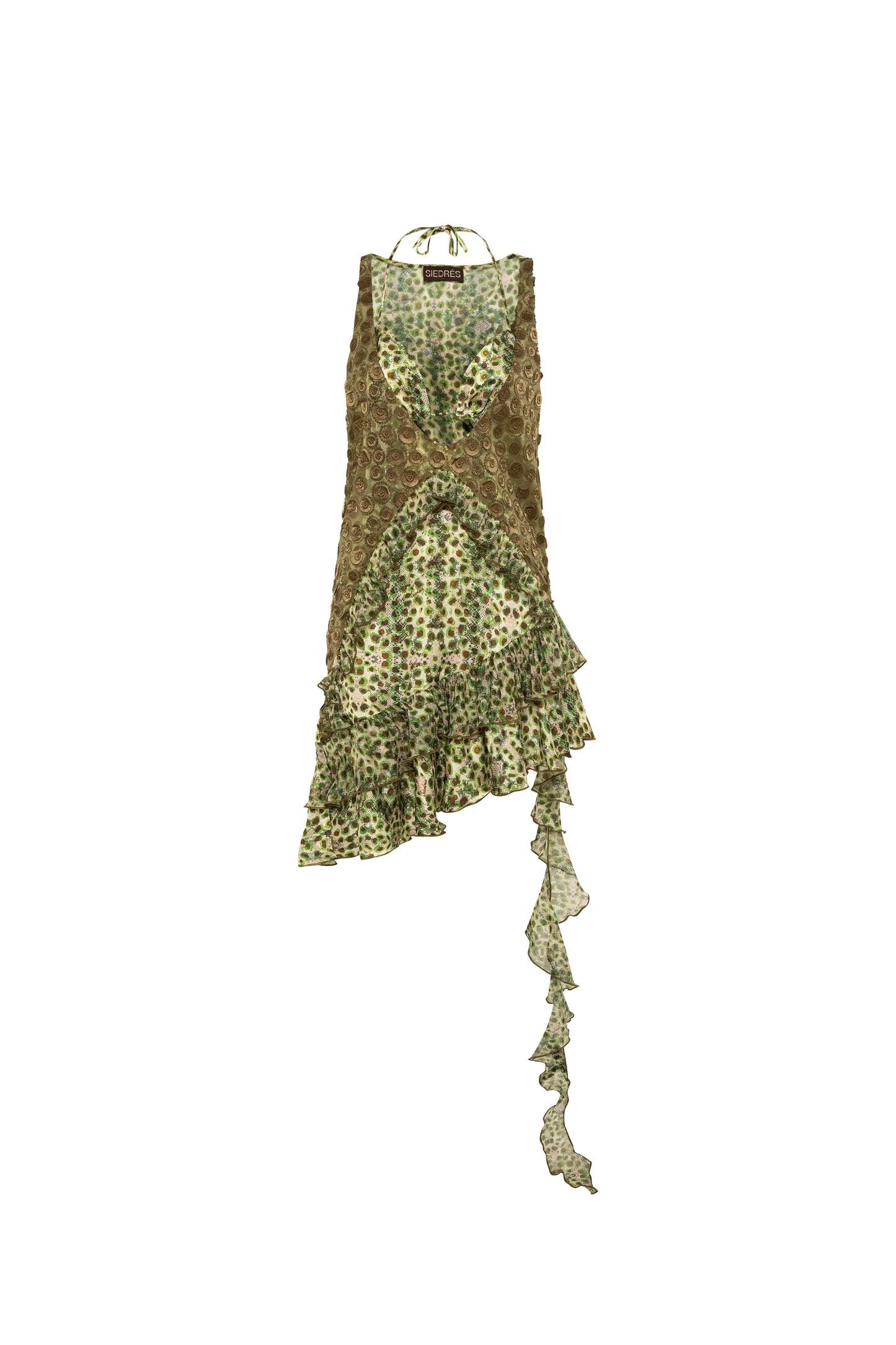 Fleur Ruffle and frill detailed patchwork dress
