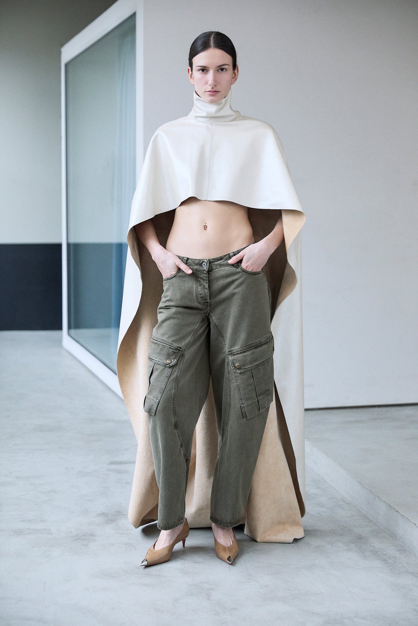 DENIM KHAKI CARGO PANTS - 2 LEFT