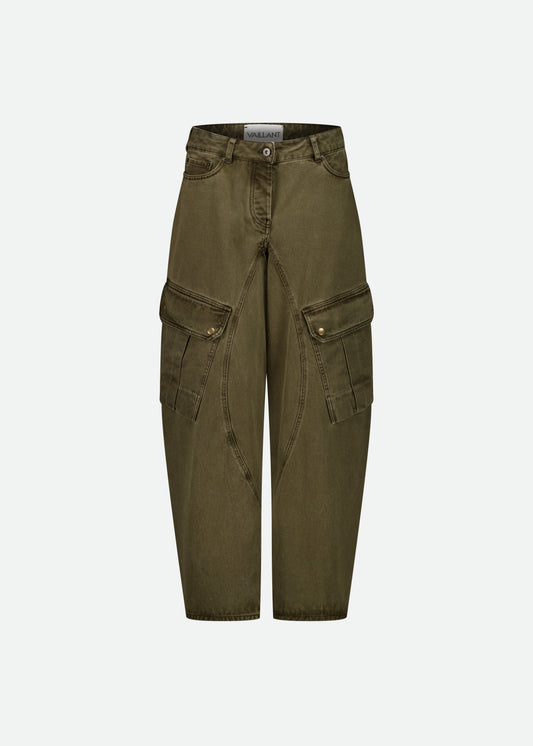 DENIM KHAKI CARGO PANTS - 2 LEFT