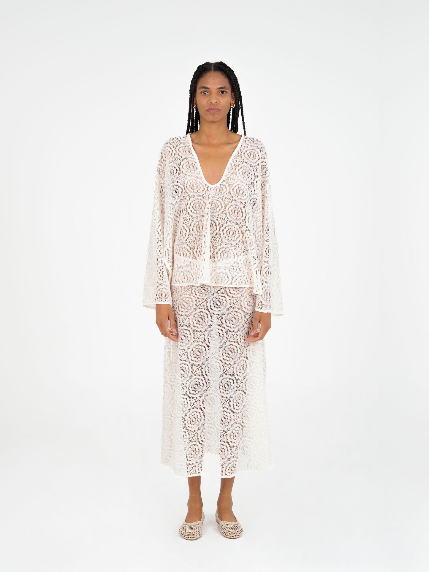 Fertessa White Lace Skirt falda