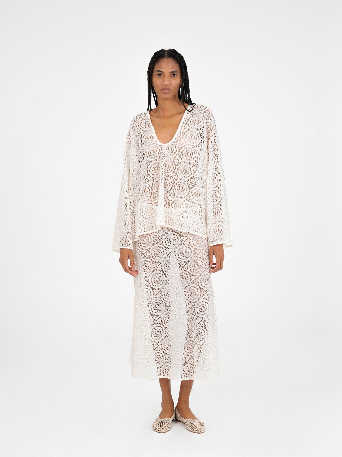 Fertessa White Lace Skirt falda