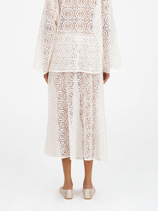 Fertessa White Lace Skirt falda