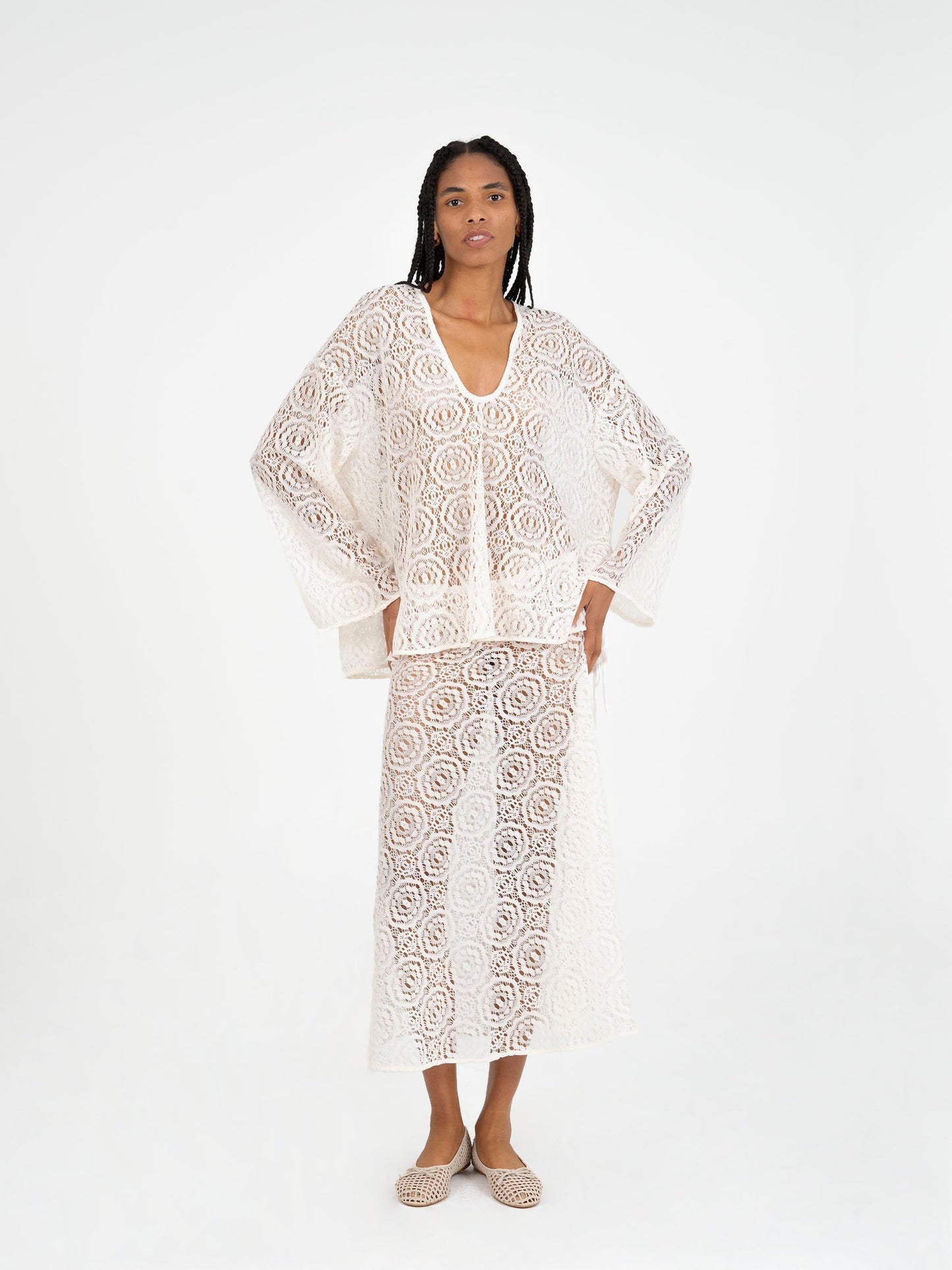 Fertessa White Lace Skirt falda