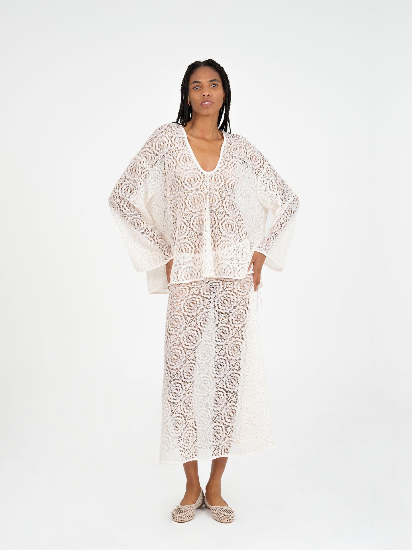 Fertessa White Lace Top top