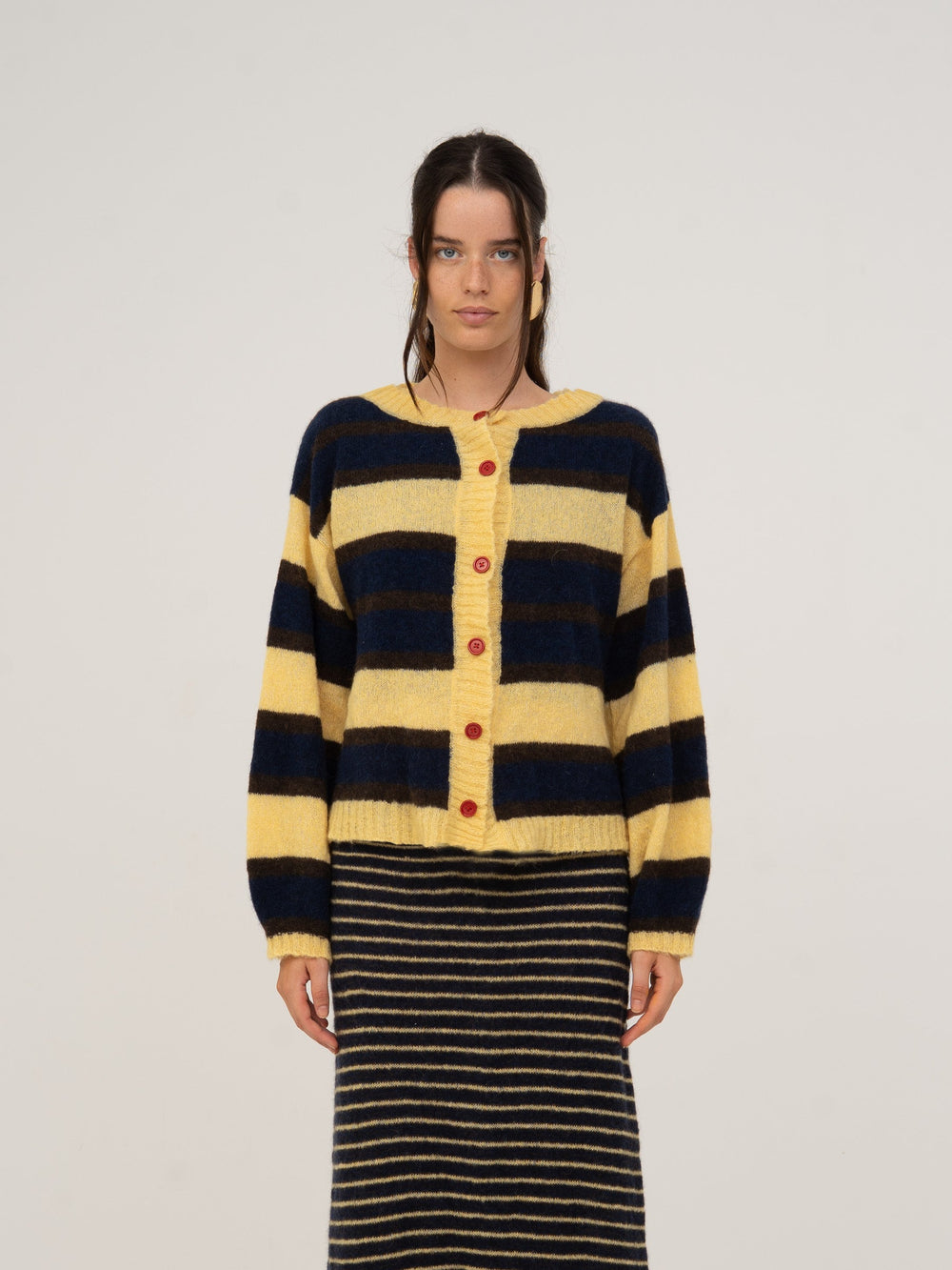 Fresh Charm Striped Knit Cardigan chaqueta