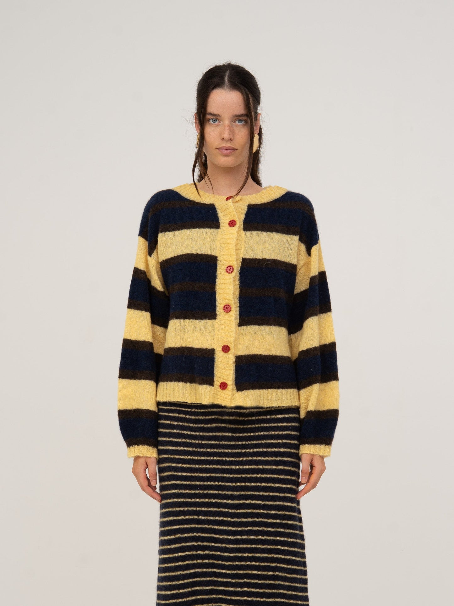 Fresh Charm Striped Knit Cardigan chaqueta