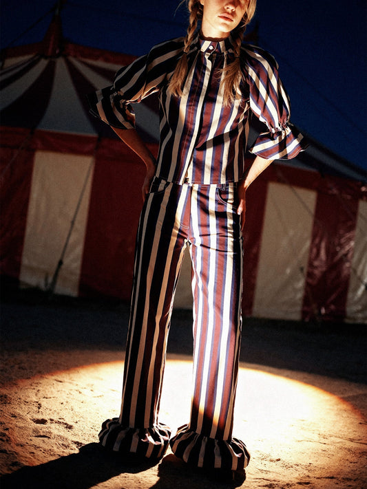 Frostbite Striped Burgundy and Blue Trousers