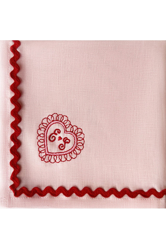 Love Heart Valentine Linen napkins - Set of 2