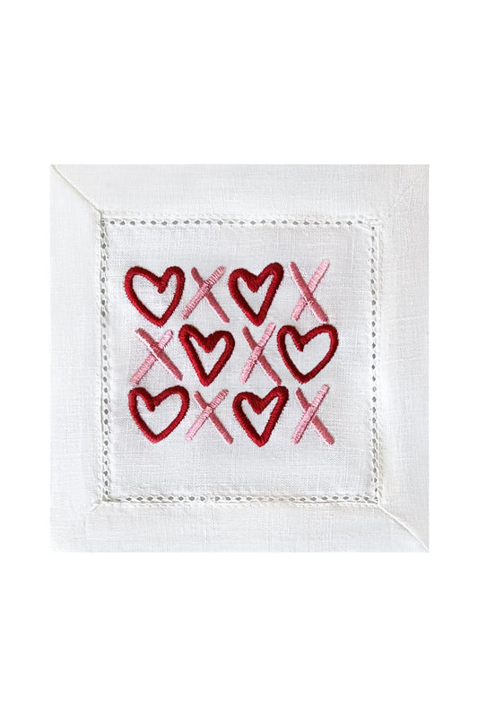 Heart & Kisses Embroidered Cocktail Napkins | Set of 2 designs