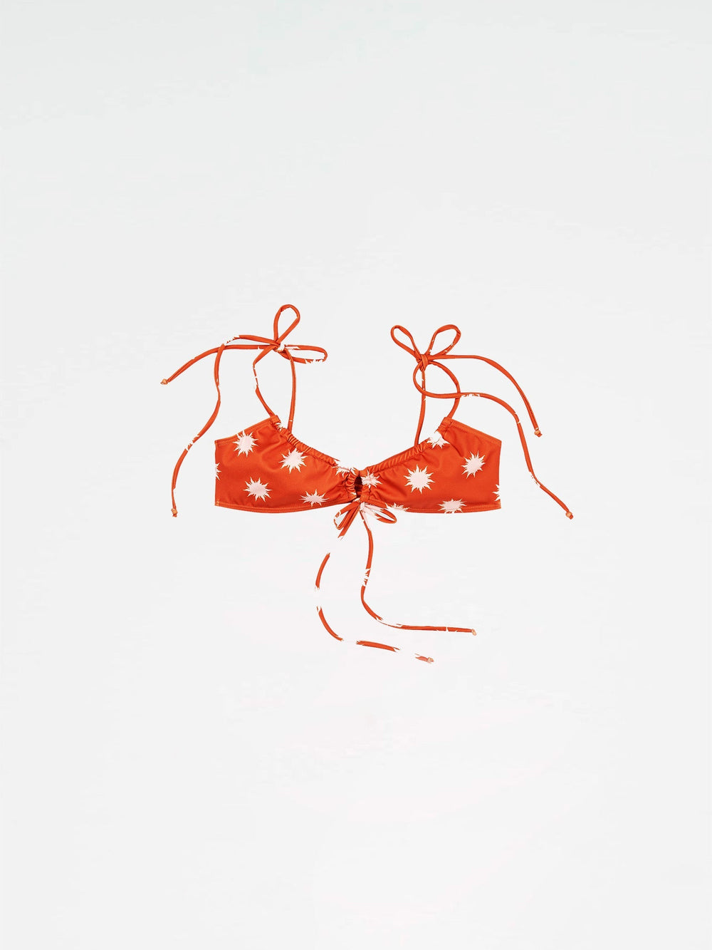 Illusion Sun-Printed Red Bikini Top accesorios