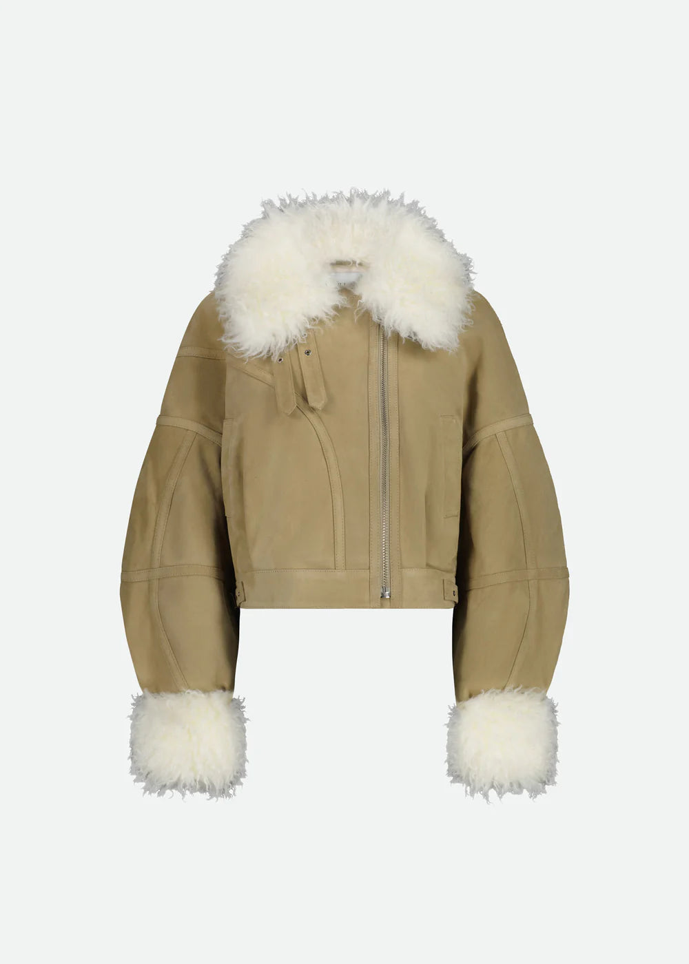 SIGNATURE PUFFY AVIATOR JACKET W/SHEARLING TRIM