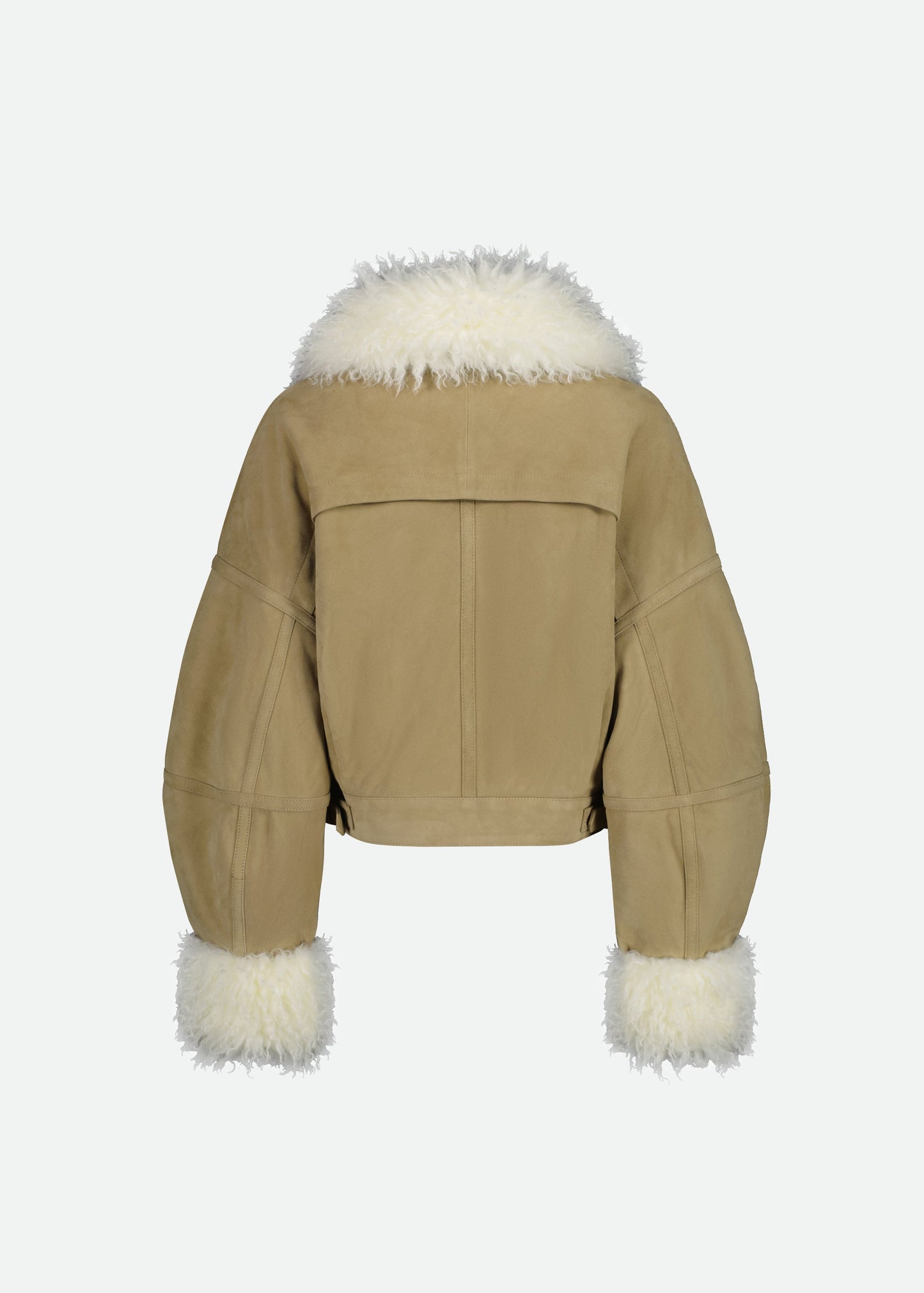 Oversized Vaillant suede bomber jacket featuring puffy aviator silhouette