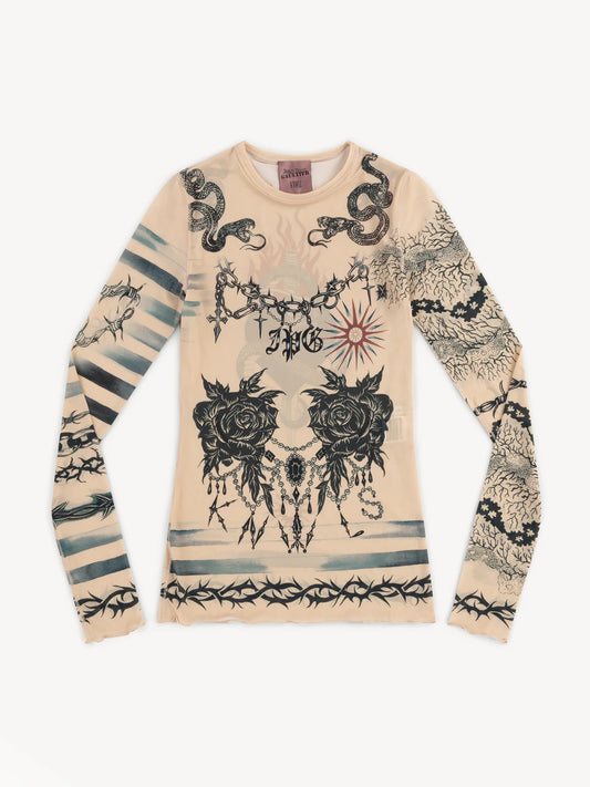 JPG X KNWLS TROMPE-L'OEIL TATTOO TOP