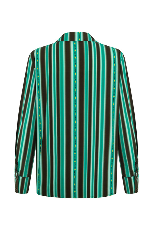 KEITH - Green Brown Striped Shirt