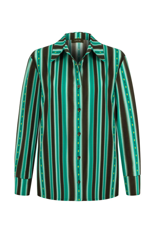 KEITH - Green Brown Striped Shirt