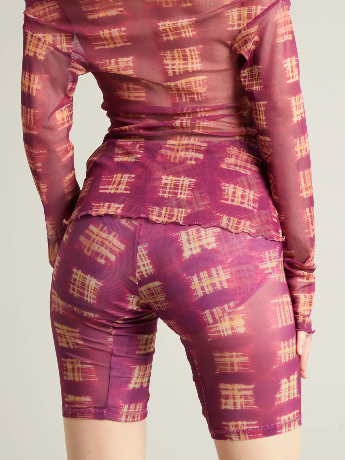 LENA SHORTS ACID PLAID PURPLE