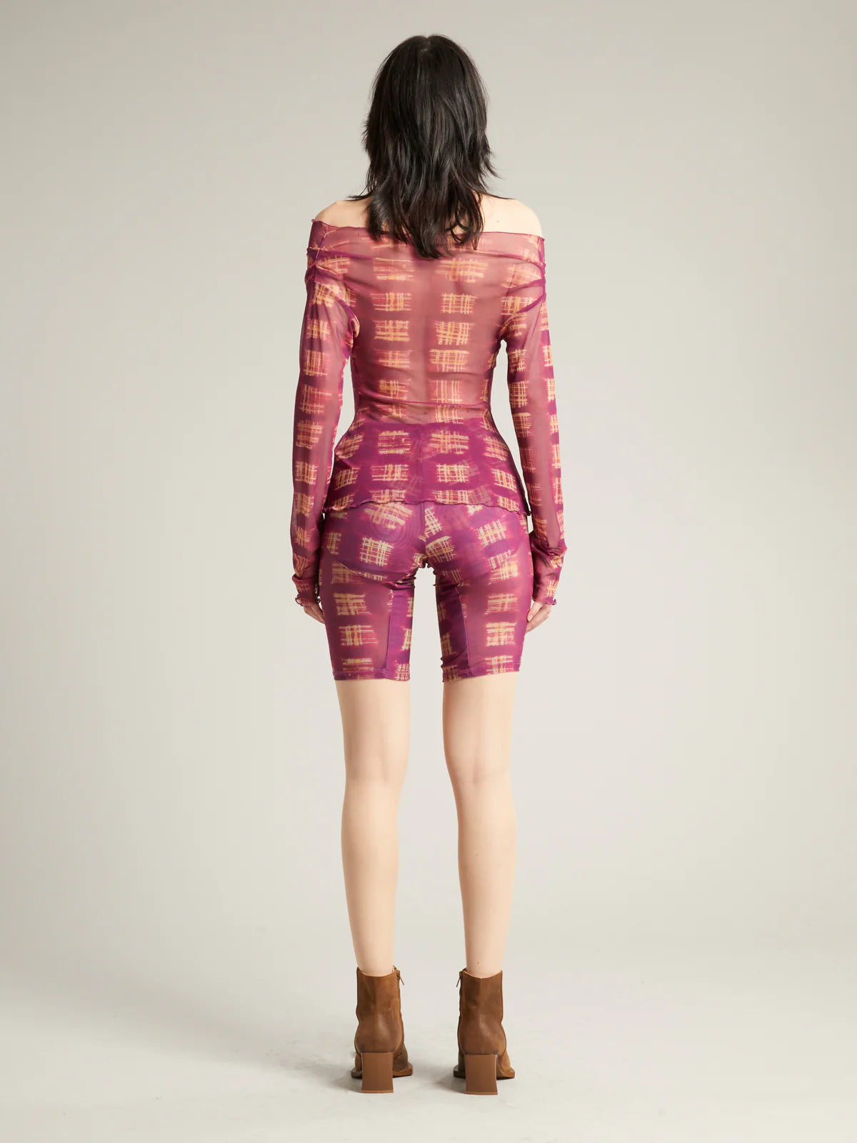 LENA SHORTS ACID PLAID PURPLE