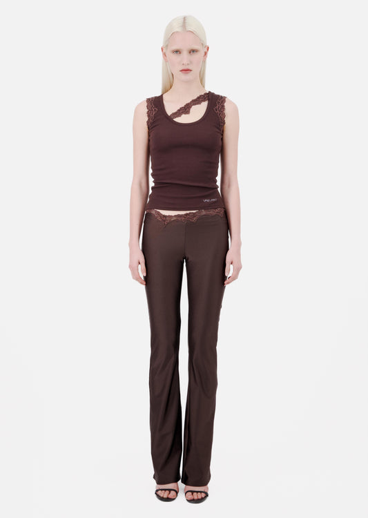 SIGNATURE JERSEY LEGGINGS CHOCOLATE WITH LACE WAISTBAND - 2 LEFT