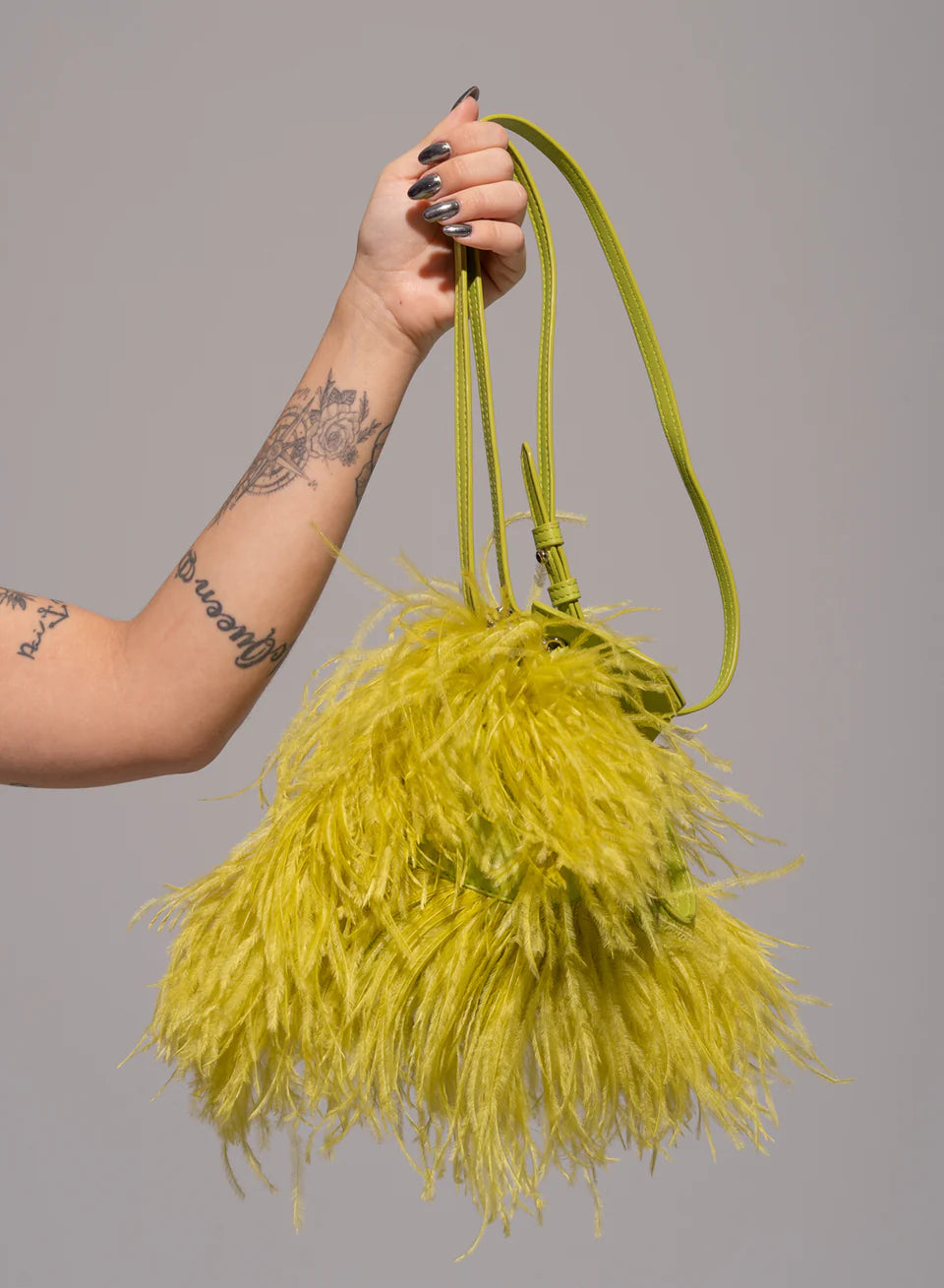 LIME FEATHER BAG