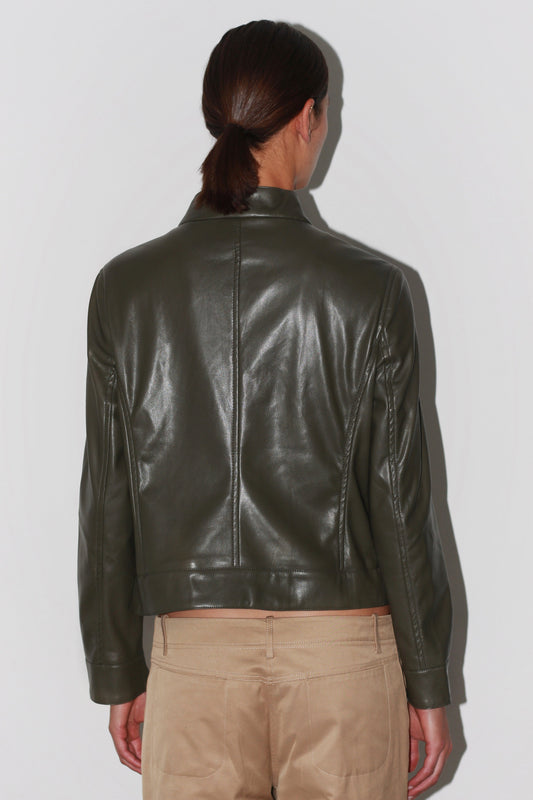Back view of the Sofi Jacket – smooth leather texture with tailored seams and a modern cut.