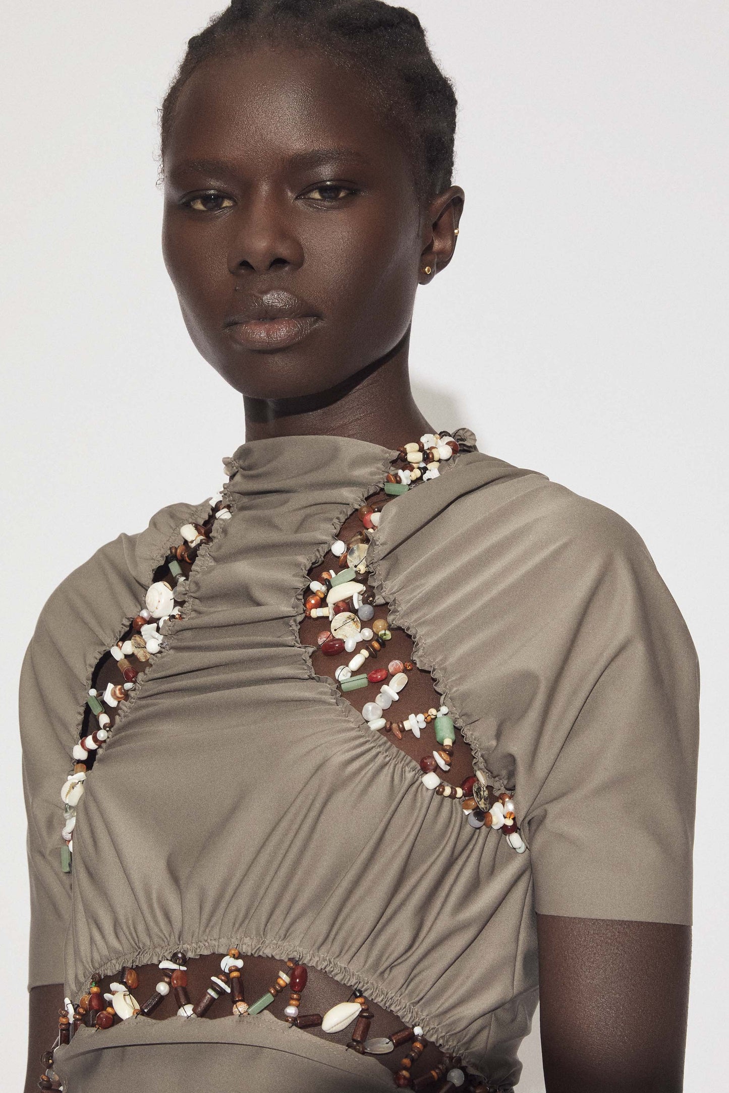 Recycled Poly Beaded High Neck Top