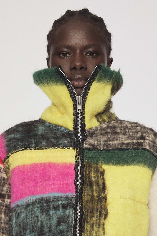 Momostenango Pink Noise Stripe Bomber Jacket