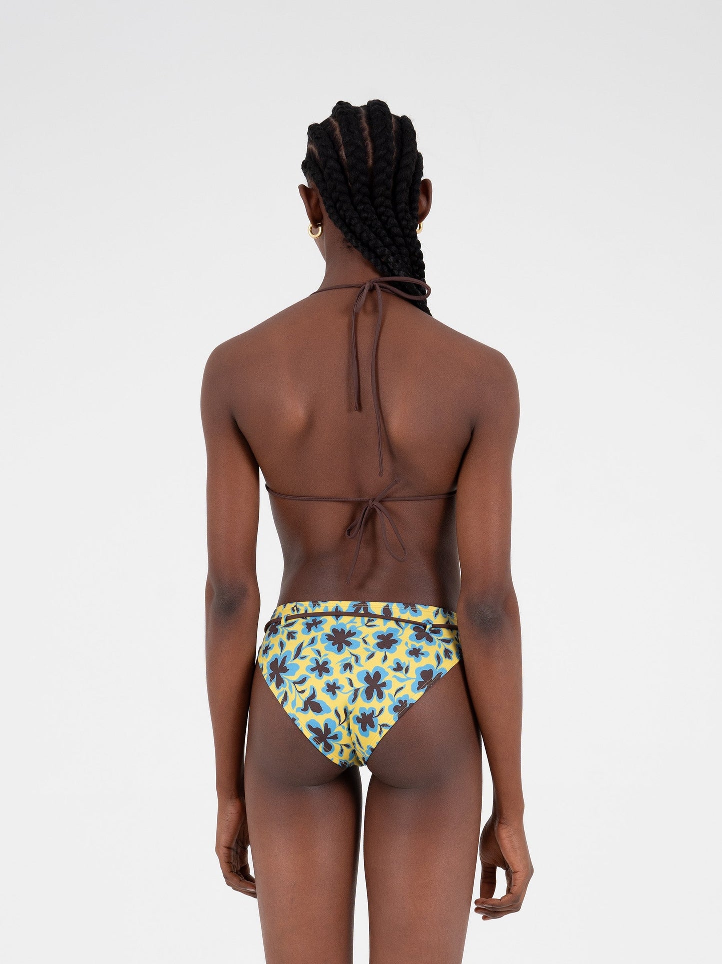 Lagoon Yellow Floral Print Bikini Top Bañador