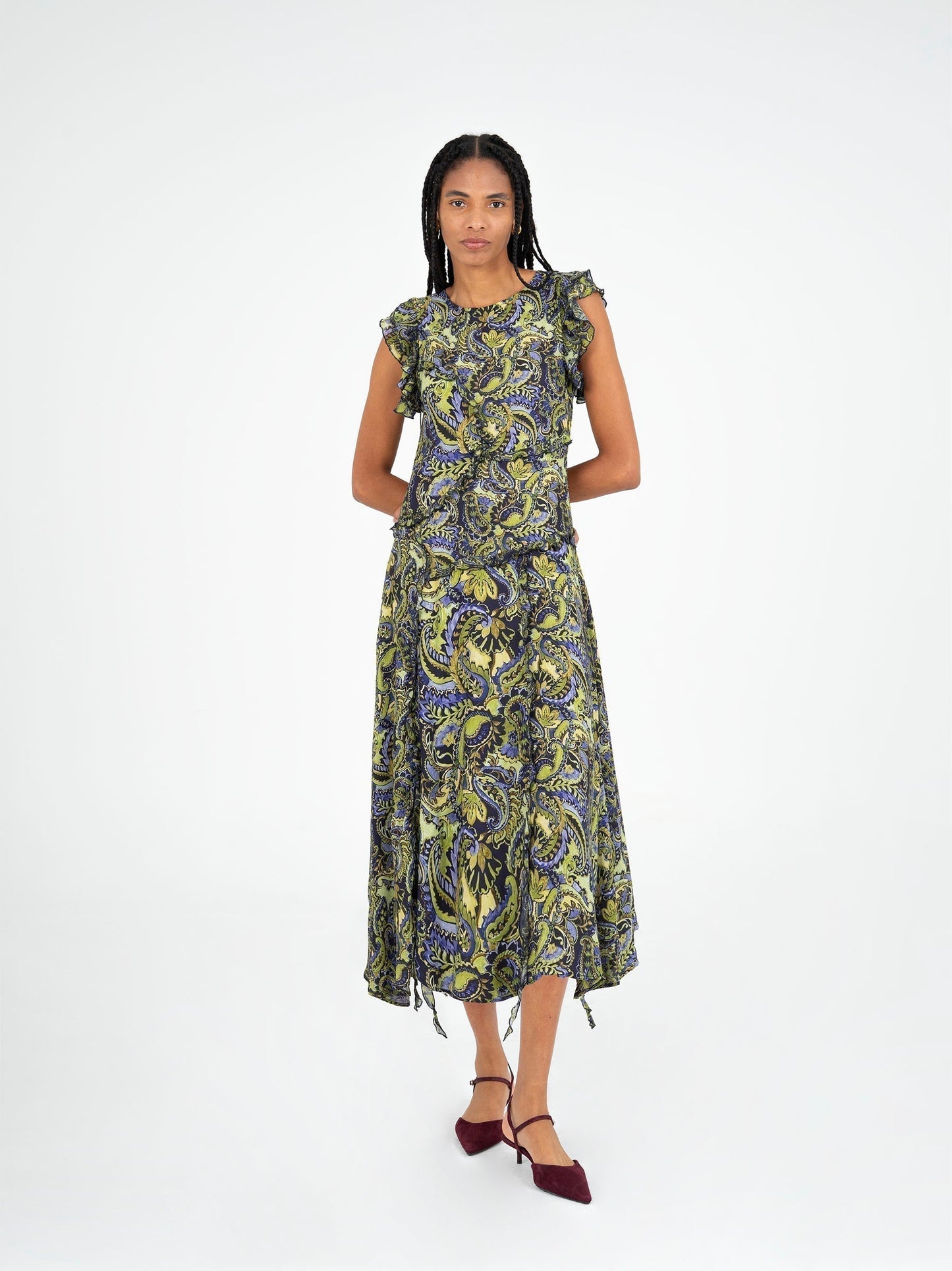 Love Spell Green Floral Print Dress vestidos