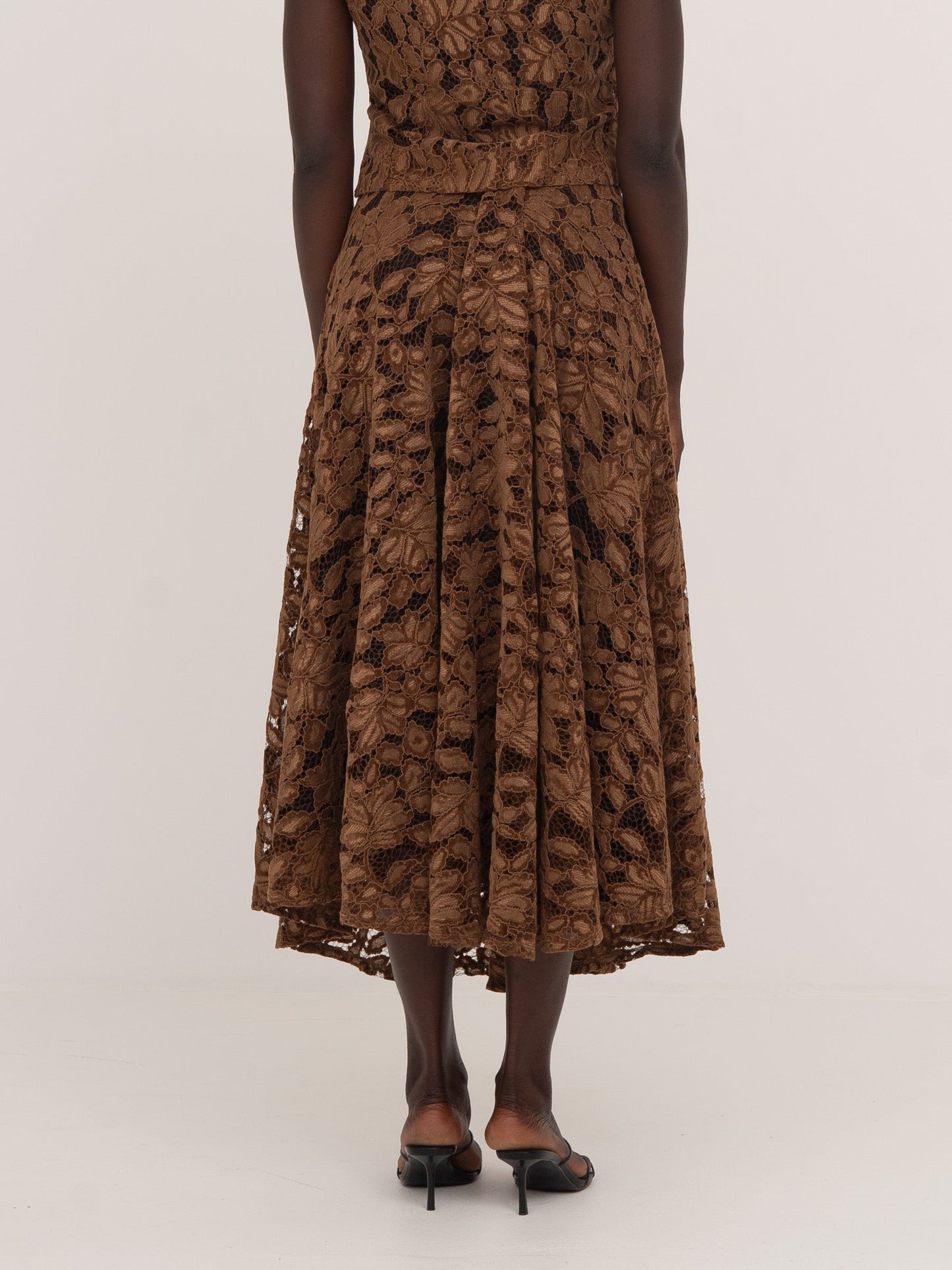 Lovers Brown Velvet Lace Occasion Skirt falda