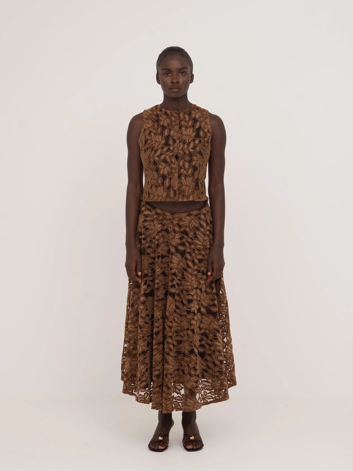 Lovers Brown Velvet Lace Occasion Top top