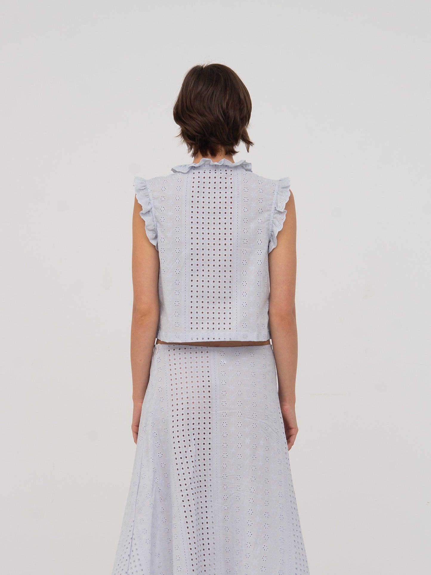 Lumora Blue Broderie Vest top