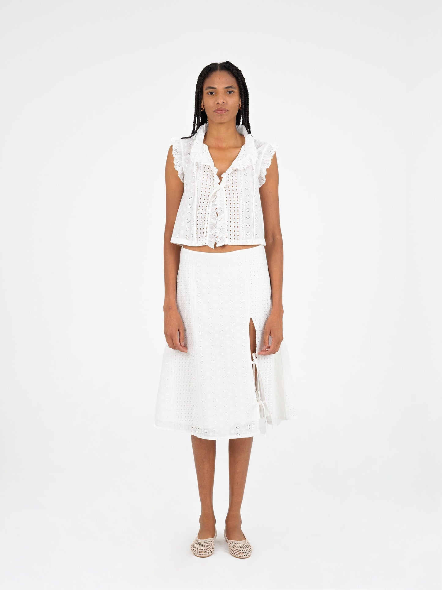 Lumora White Broderie Vest top