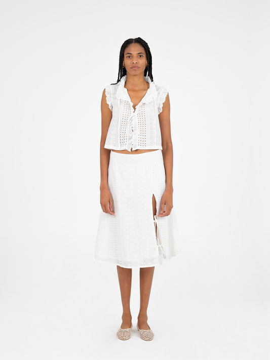 Lumora White Broderie Vest top
