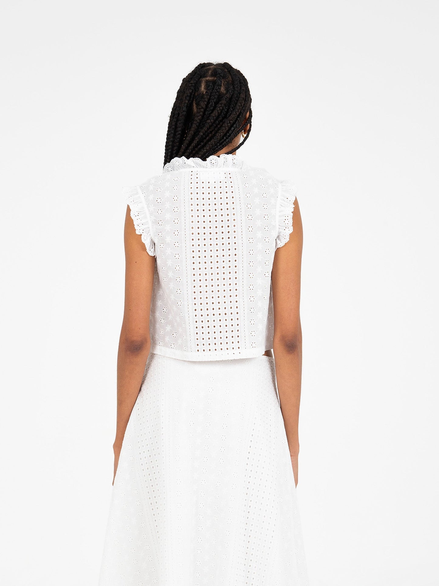 Lumora White Broderie Vest top