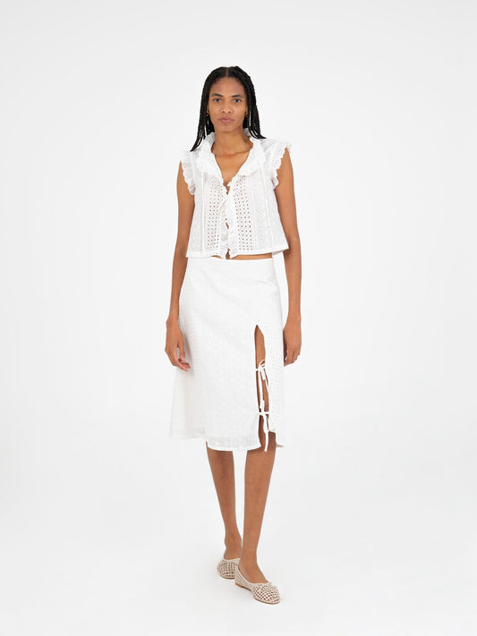 Lumora White Broderie Vest top