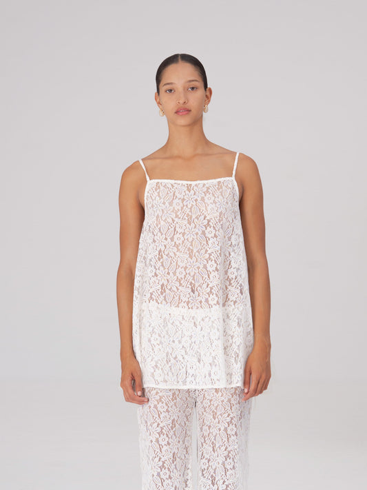 Luna White Lace Top top