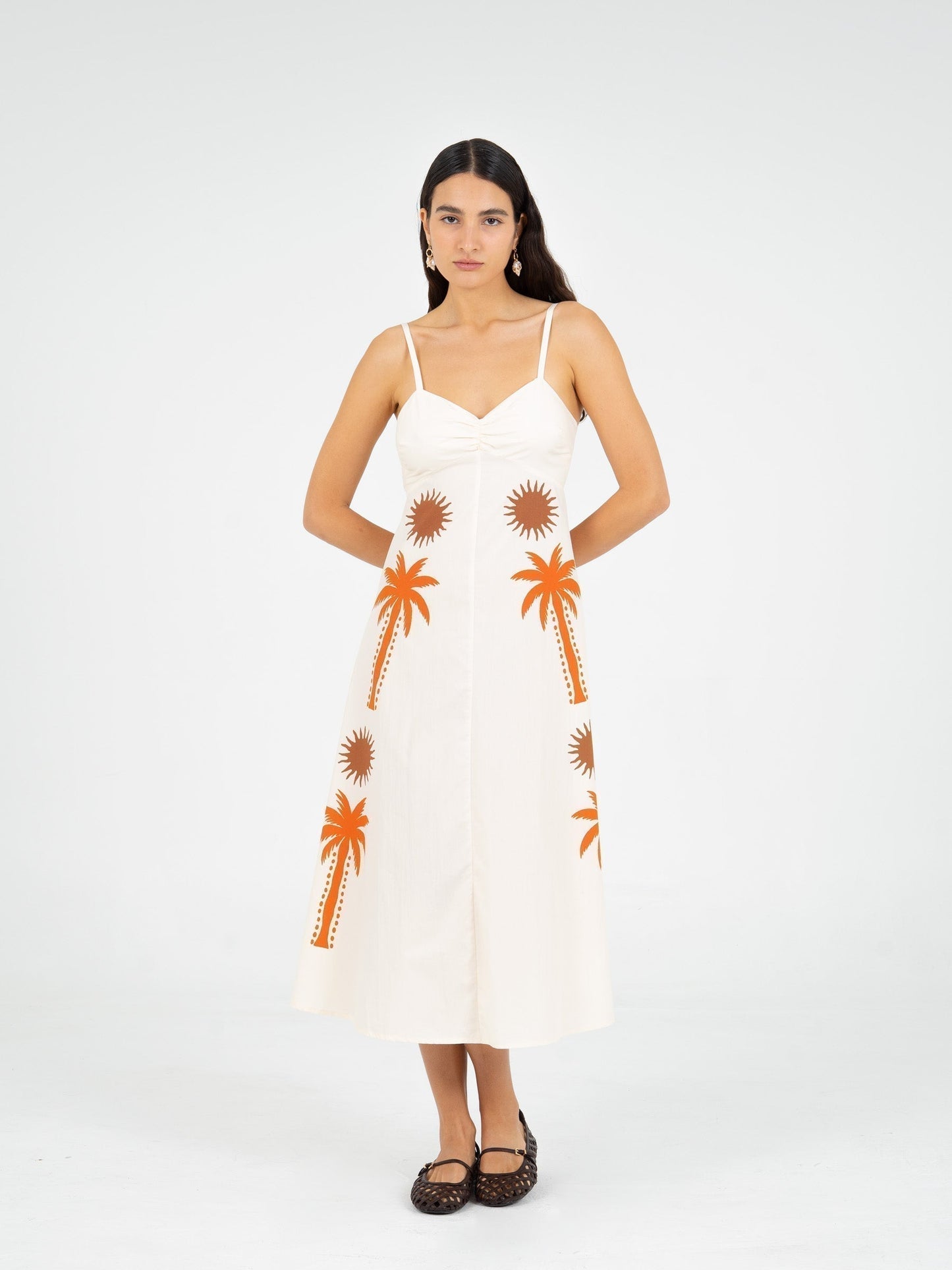 Lux Palm-Printed Dress vestidos