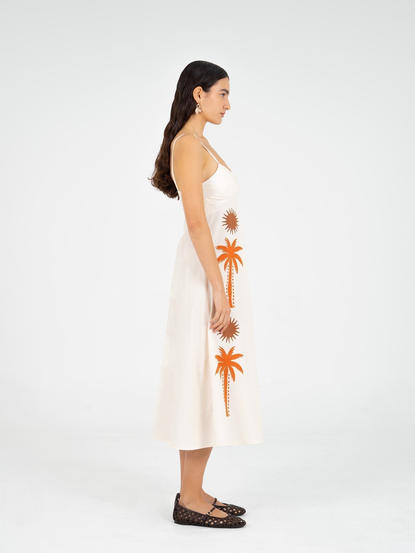 Lux Palm-Printed Dress vestidos