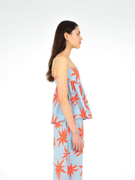 Magician Floral Print Blue Top camisas y camisetas