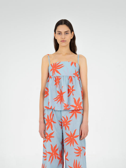 Magician Floral Print Blue Top camisas y camisetas