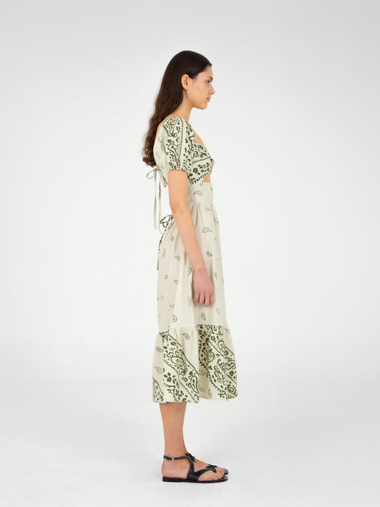 Master Green Paisley-Style Print Maxi Dress pantalones