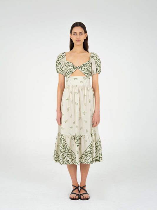 Master Green Paisley-Style Print Maxi Dress pantalones