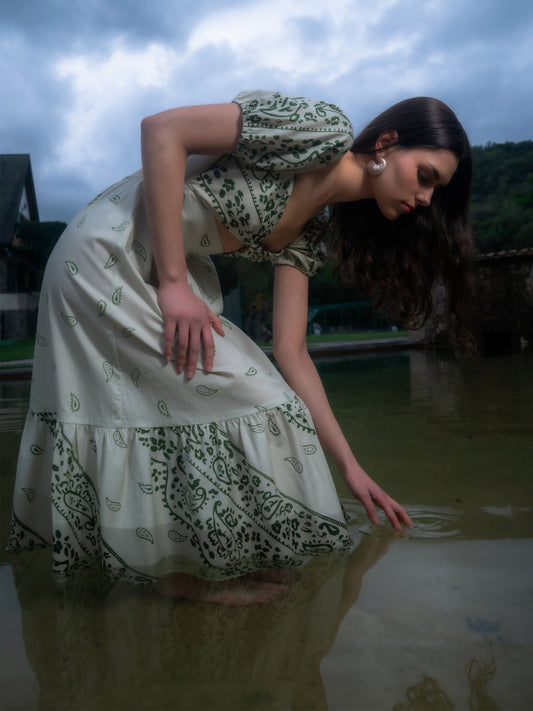 Master Green Paisley-Style Print Maxi Dress pantalones