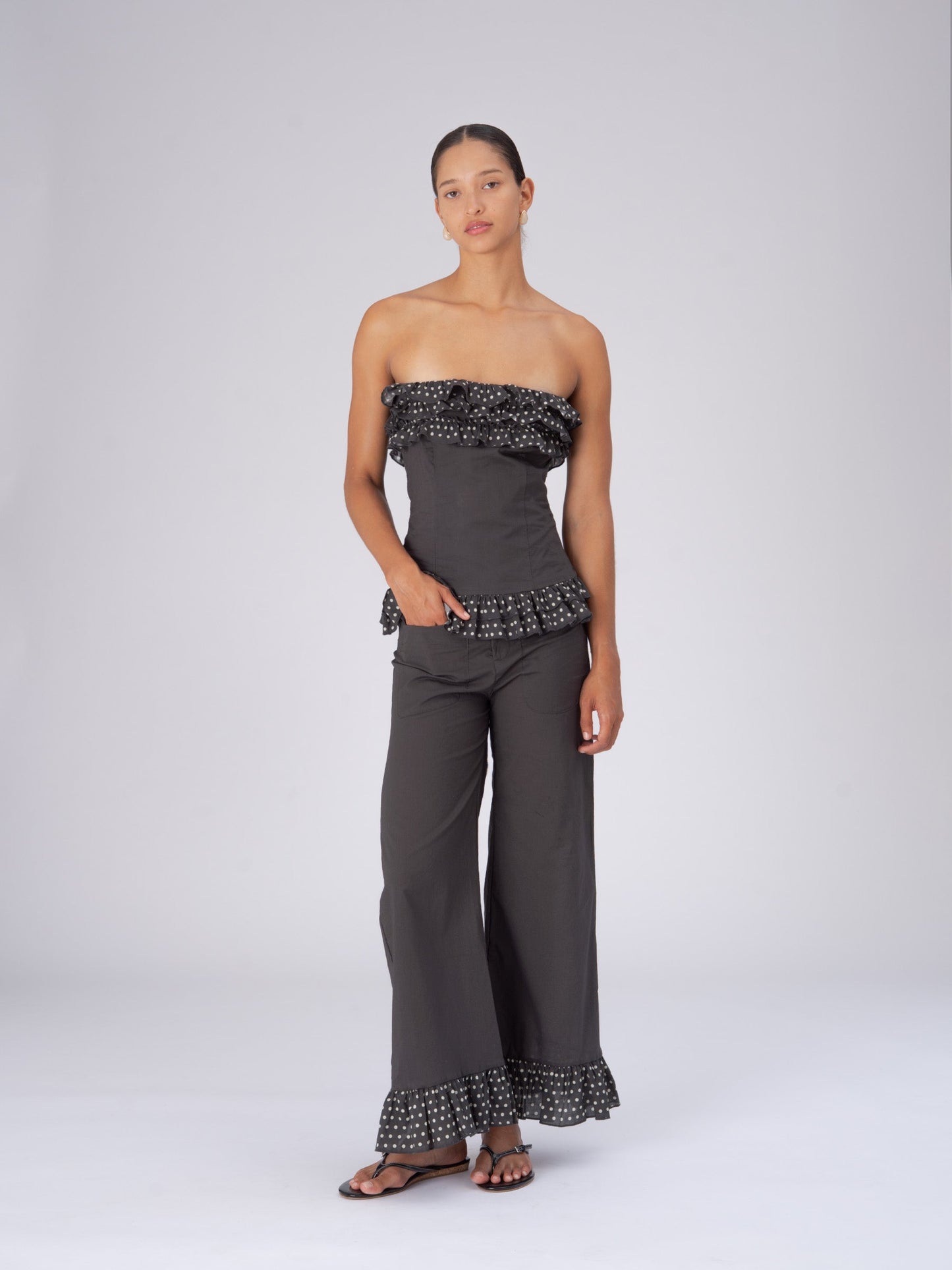 Night Noctis Brown Polka Dot Pants pantalones