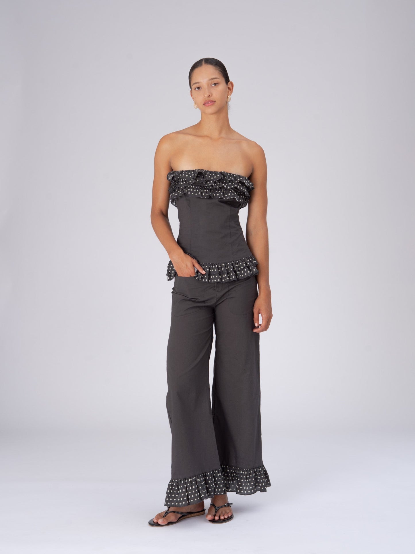 Night Noctis Brown Polka Dot Top top