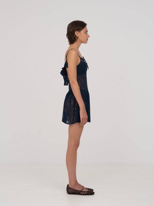 Nyx Blue Lace Mini Dress vestidos