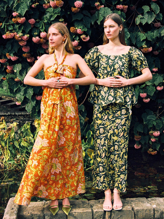 Oracle Orange Floral Print Dress vestidos